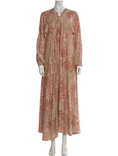 Pre-owned Natalie Martin Silk Long Dress In Neutral