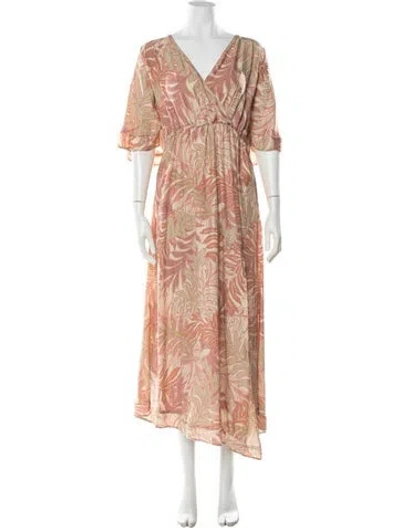 Pre-owned Natalie Martin Silk Long Dress In Neutral