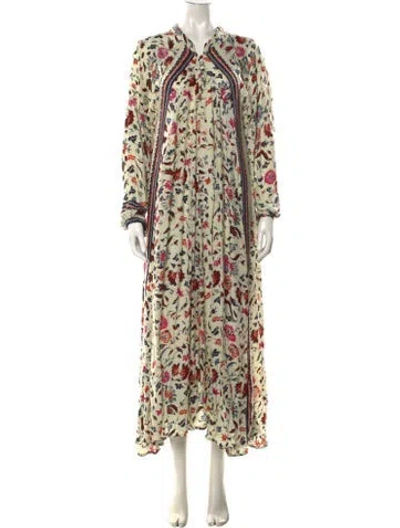 Pre-owned Natalie Martin Silk Long Dress In Neutral