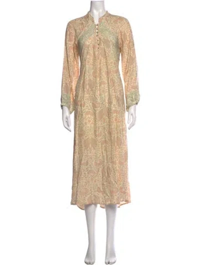 Pre-owned Natalie Martin Silk Long Dress In Neutral