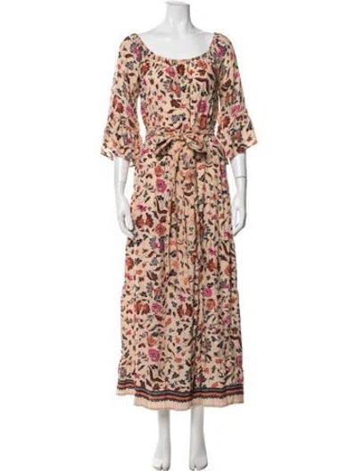 Pre-owned Natalie Martin Silk Long Dress In Neutrals
