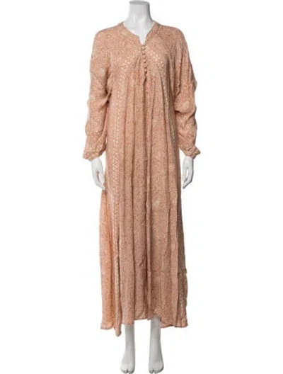 Pre-owned Natalie Martin Silk Long Dress In Neutrals