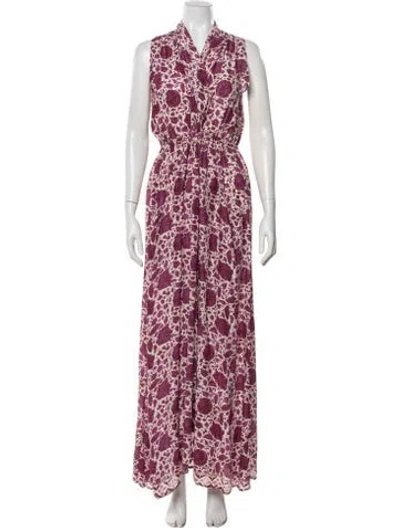 Pre-owned Natalie Martin Silk Long Dress In Neutrals