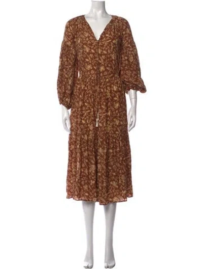 Pre-owned Natalie Martin Silk Long Dress In Neutrals