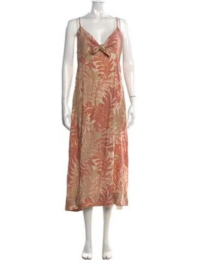 Pre-owned Natalie Martin Silk Long Dress In Neutrals