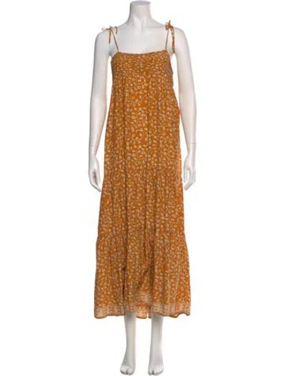 Pre-owned Natalie Martin Silk Long Dress In Orange
