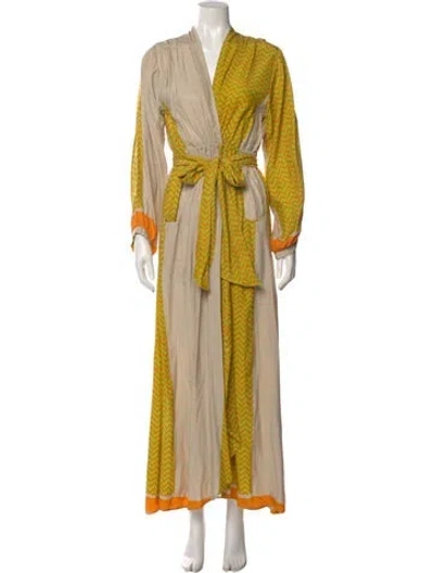Pre-owned Natalie Martin Silk Long Dress In Orange