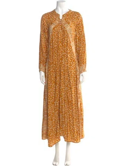 Pre-owned Natalie Martin Silk Long Dress In Orange