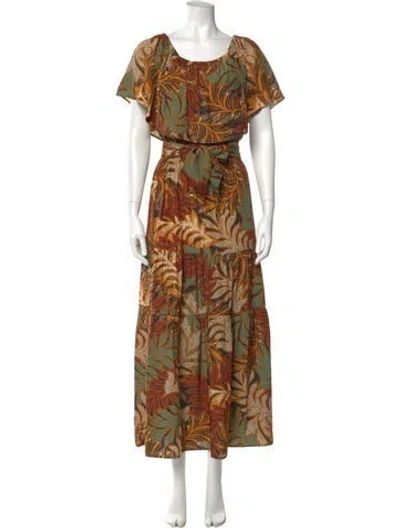 Pre-owned Natalie Martin Silk Long Dress In Orange