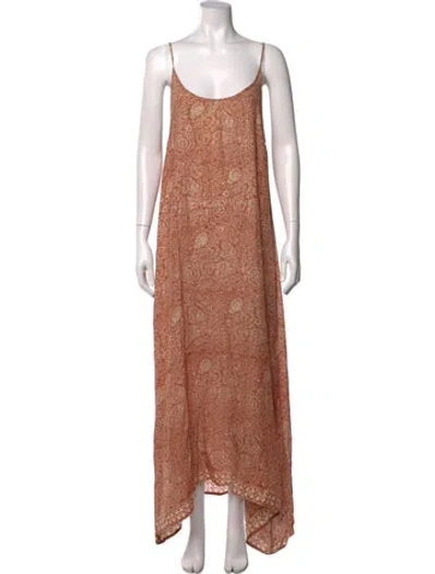 Pre-owned Natalie Martin Silk Long Dress In Orange