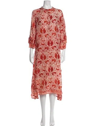 Pre-owned Natalie Martin Silk Long Dress In Orange