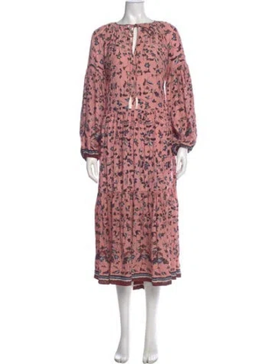 Pre-owned Natalie Martin Silk Long Dress In Pink