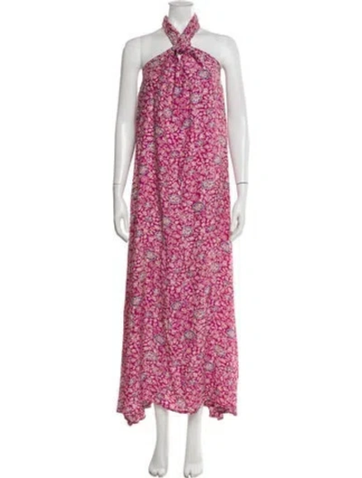 Pre-owned Natalie Martin Silk Long Dress In Pink