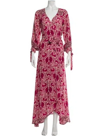 Pre-owned Natalie Martin Silk Long Dress In Pink