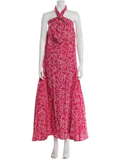 Pre-owned Natalie Martin Silk Long Dress In Pink