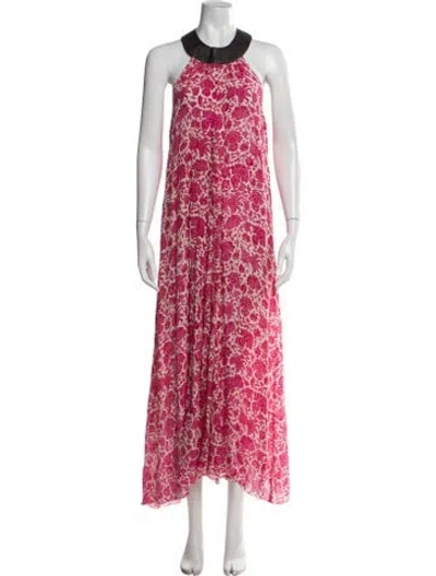 Pre-owned Natalie Martin Silk Long Dress In Pink