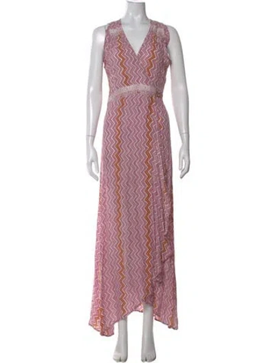 Pre-owned Natalie Martin Silk Long Dress In Pink