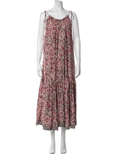 Pre-owned Natalie Martin Silk Long Dress In Pink