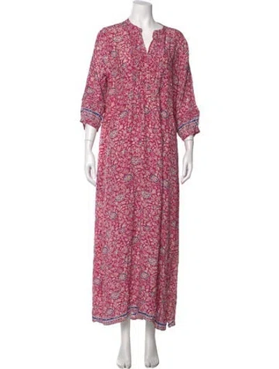 Pre-owned Natalie Martin Silk Long Dress In Pink