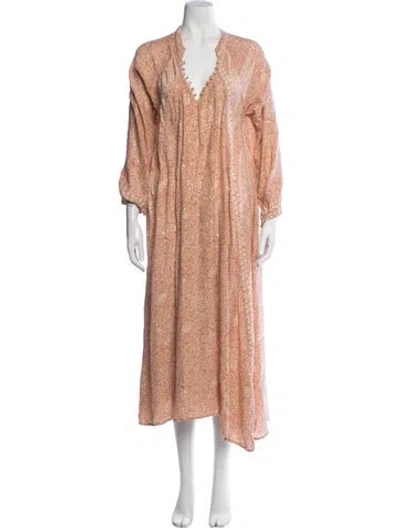 Pre-owned Natalie Martin Silk Long Dress In Pink