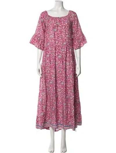 Pre-owned Natalie Martin Silk Long Dress In Pink