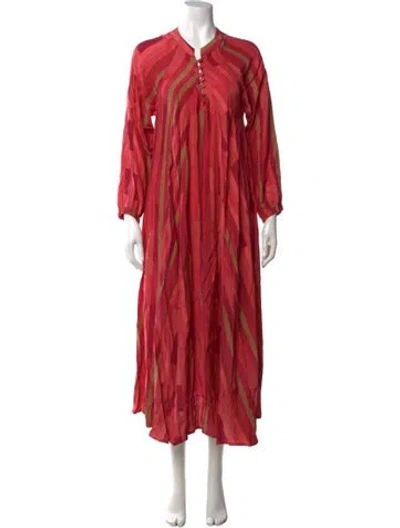 Pre-owned Natalie Martin Silk Long Dress In Pink