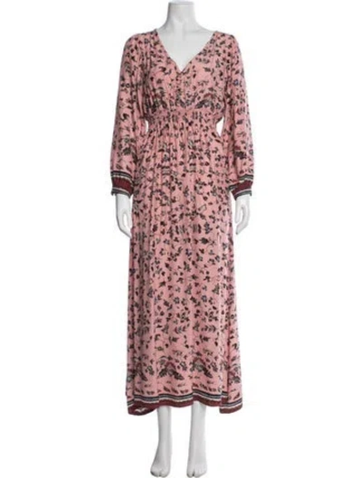 Pre-owned Natalie Martin Silk Long Dress In Pink