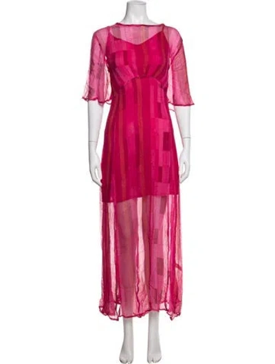 Pre-owned Natalie Martin Silk Long Dress In Pink