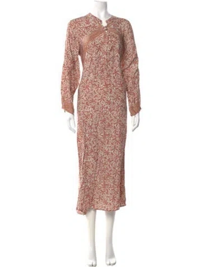 Pre-owned Natalie Martin Silk Long Dress In Pink