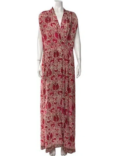 Pre-owned Natalie Martin Silk Long Dress In Pink