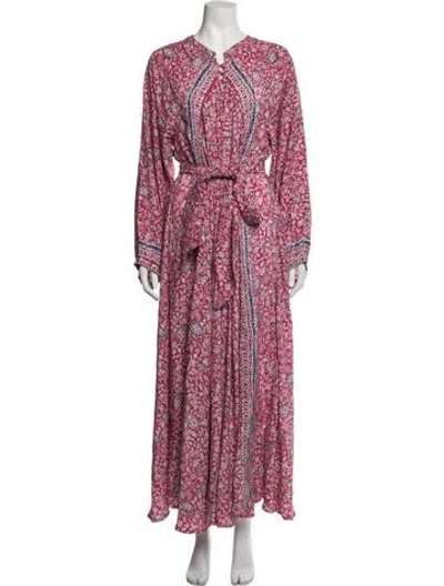 Pre-owned Natalie Martin Silk Long Dress In Pink