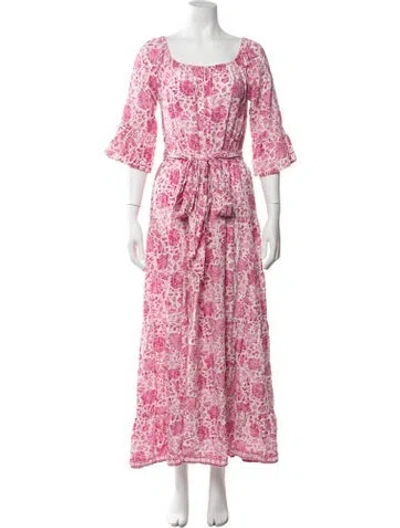 Pre-owned Natalie Martin Silk Long Dress In Pink