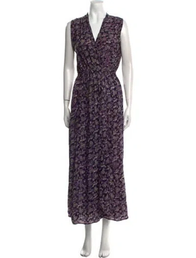 Pre-owned Natalie Martin Silk Long Dress In Purple