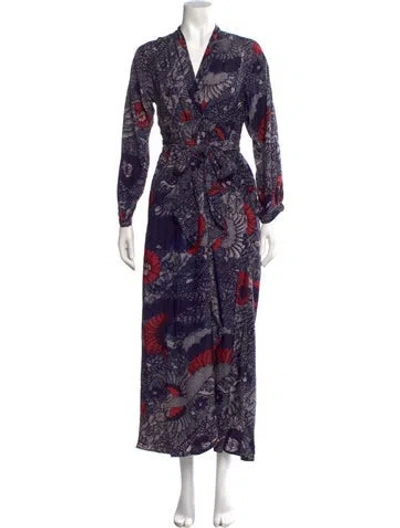 Pre-owned Natalie Martin Silk Long Dress In Purple