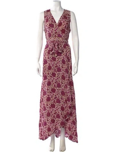 Pre-owned Natalie Martin Silk Long Dress In Purple