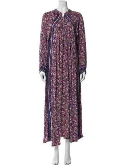 Pre-owned Natalie Martin Silk Long Dress In Purple
