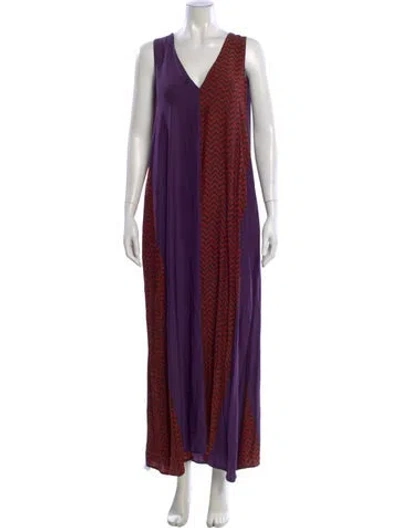 Pre-owned Natalie Martin Silk Long Dress In Purple