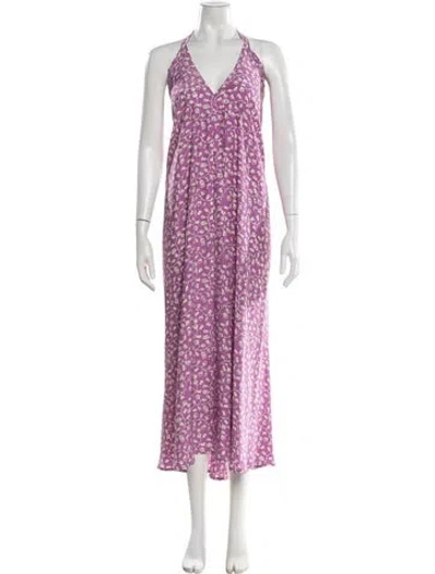 Pre-owned Natalie Martin Silk Long Dress In Purple