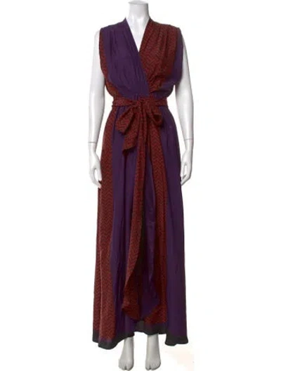 Pre-owned Natalie Martin Silk Long Dress In Purple