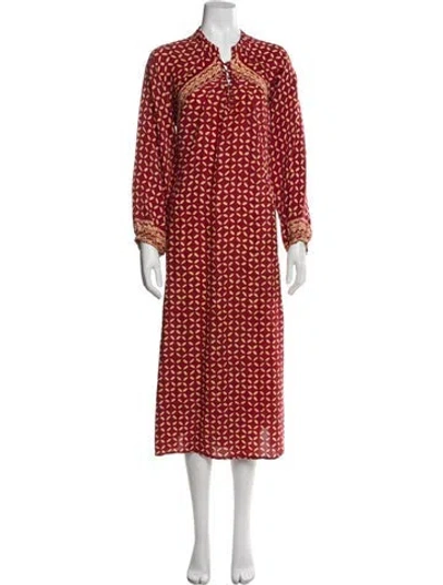 Pre-owned Natalie Martin Silk Long Dress In Red