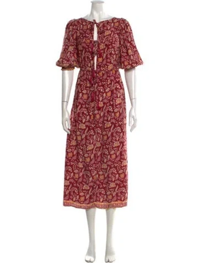 Pre-owned Natalie Martin Silk Long Dress In Red