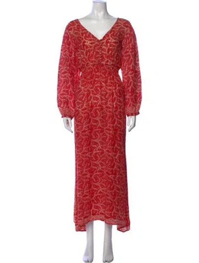 Pre-owned Natalie Martin Silk Long Dress In Red