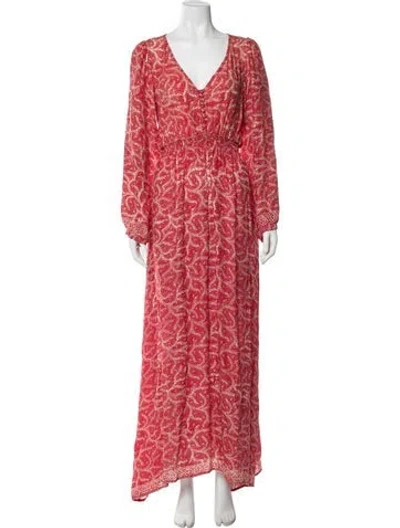Pre-owned Natalie Martin Silk Long Dress In Red