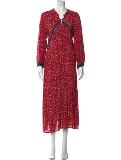 Pre-owned Natalie Martin Silk Long Dress In Red