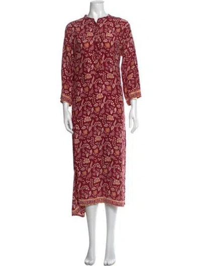 Pre-owned Natalie Martin Silk Long Dress In Red