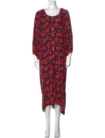 Pre-owned Natalie Martin Silk Long Dress In Red