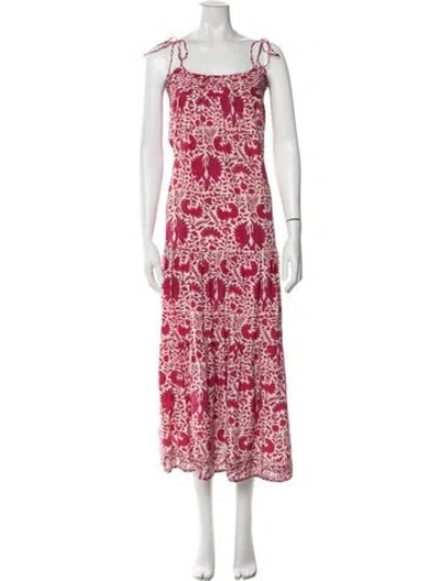 Pre-owned Natalie Martin Silk Long Dress In Red