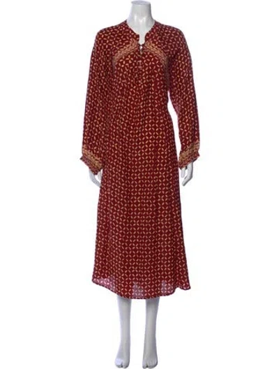 Pre-owned Natalie Martin Silk Long Dress In Red