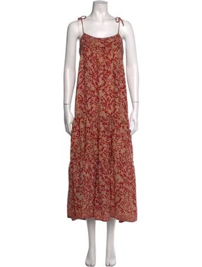 Pre-owned Natalie Martin Silk Long Dress In Red