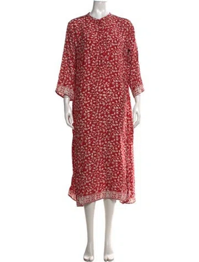 Pre-owned Natalie Martin Silk Long Dress In Red